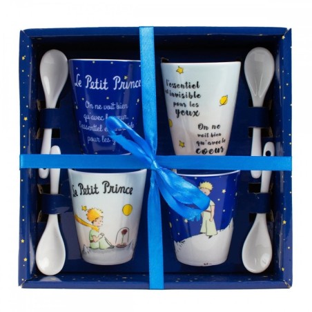 Coffret 4 TASSES + CUILLÈRES assortiment Le Petit Prince Enesco