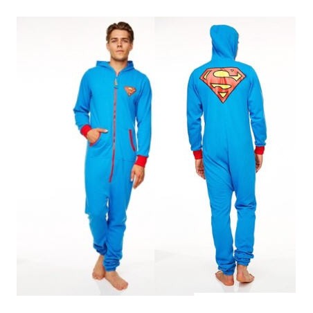 Combinaison à Capuche (Adulte L) Superman Logo Noir Groovy UK